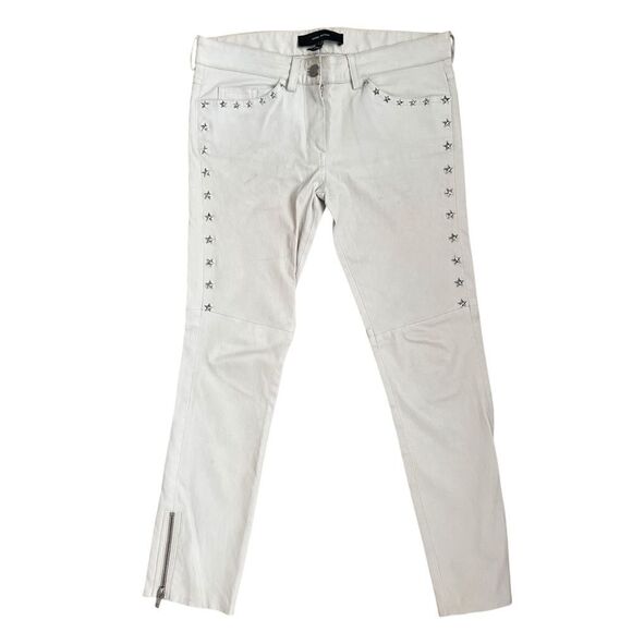 Isabel Marant White Leather Pants with Star Studs Size 36 FR. 4 USA - Picture 1 of 10